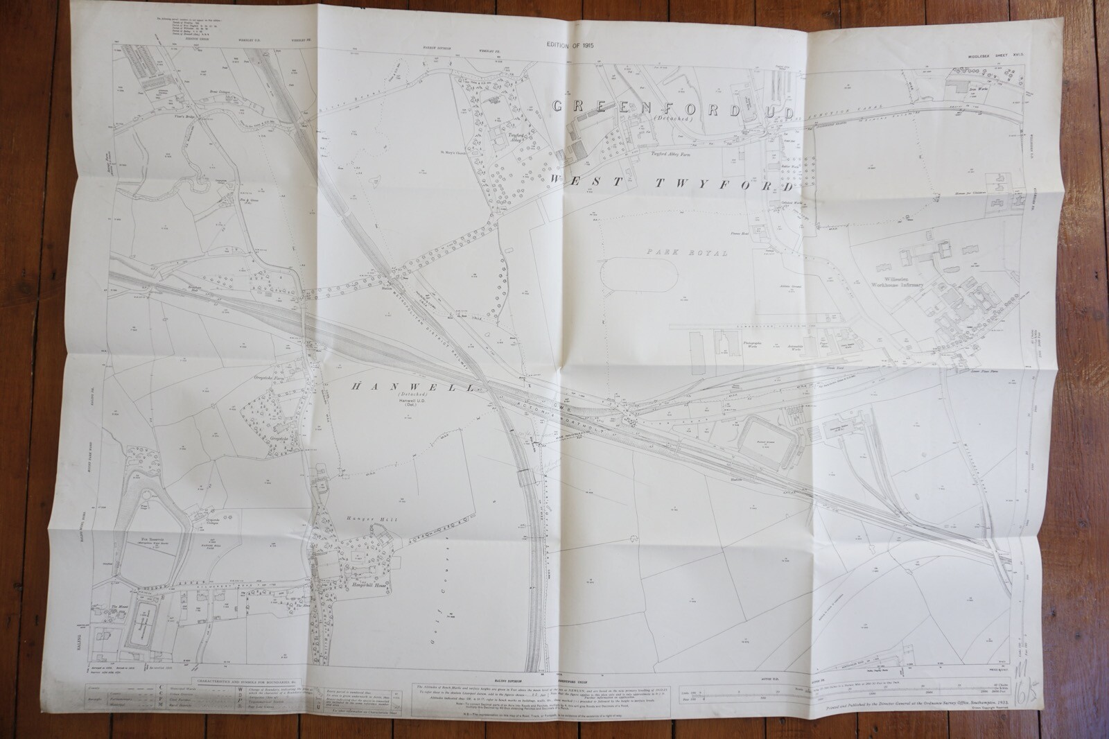 1915 Greenford West Twyford Hankwell GWR OS Railway Map