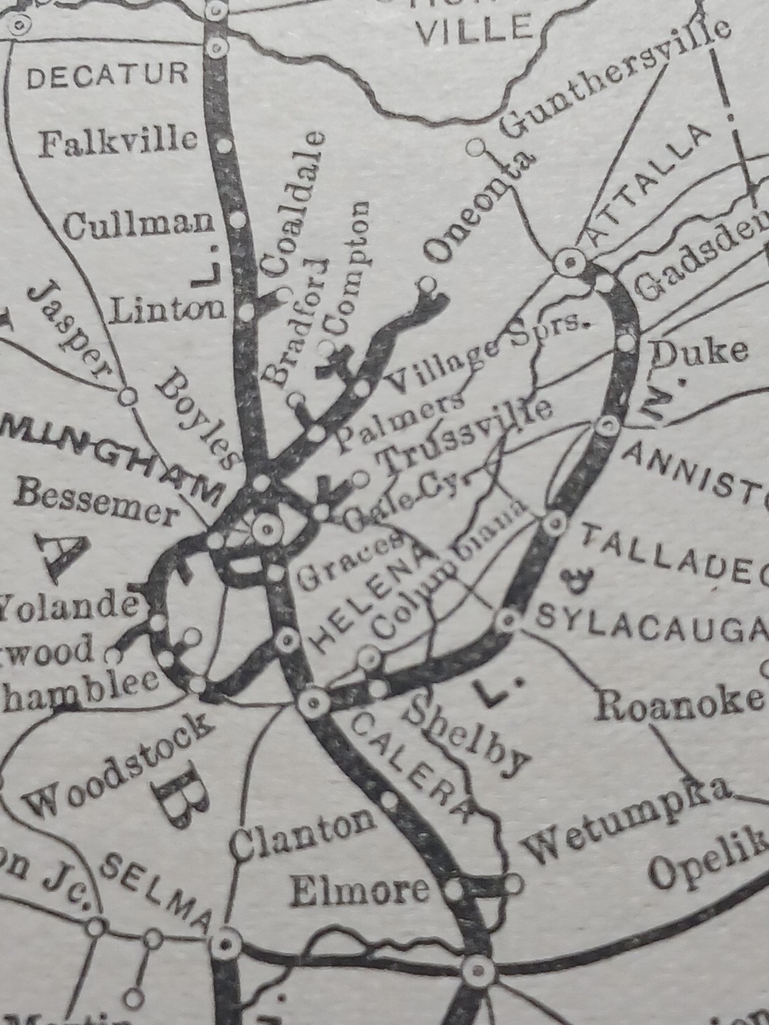 ~1895 Antique Route Map LOUISVILLE & NASHVILLE RAILROAD all Lines Stations Depot