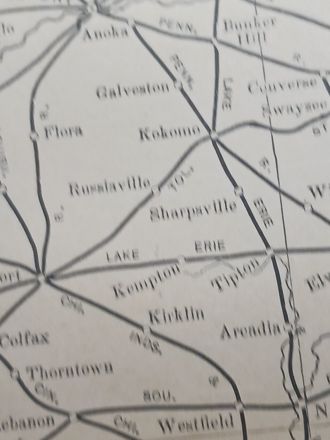 1902 Train Route Map INDIANA All Railroad Lines Stations Towns 11″×9″ Dated