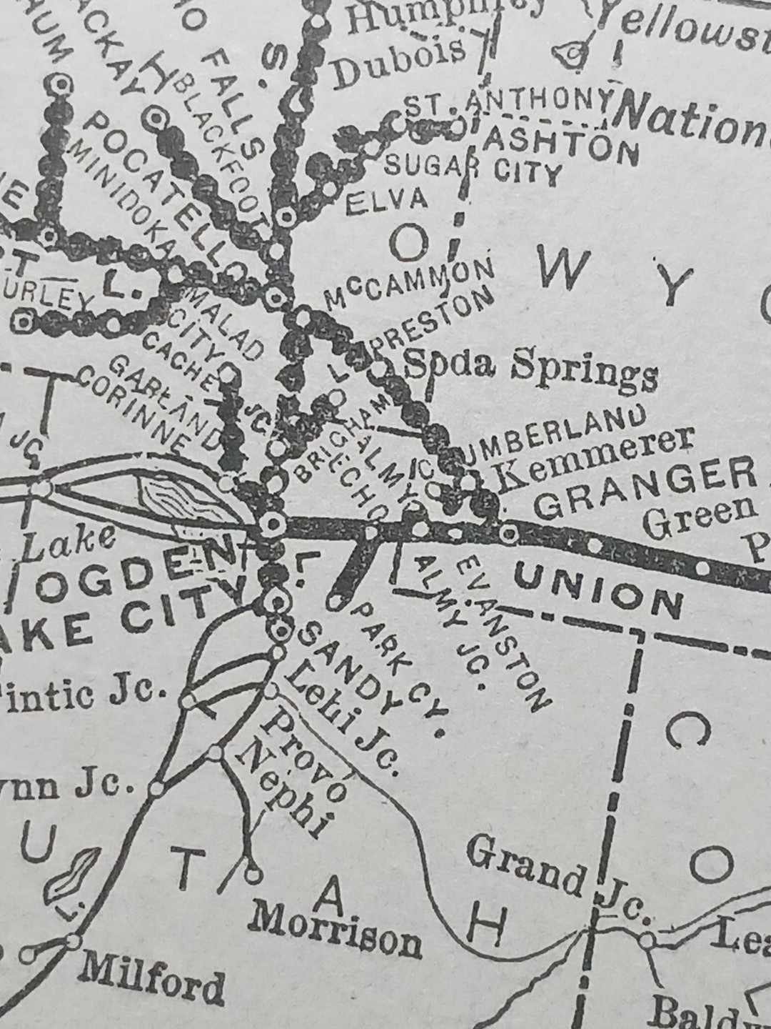 ~1906 Train Route Map UNION PACIFIC SYSTEM All Lines Oregon Short Line Railroad