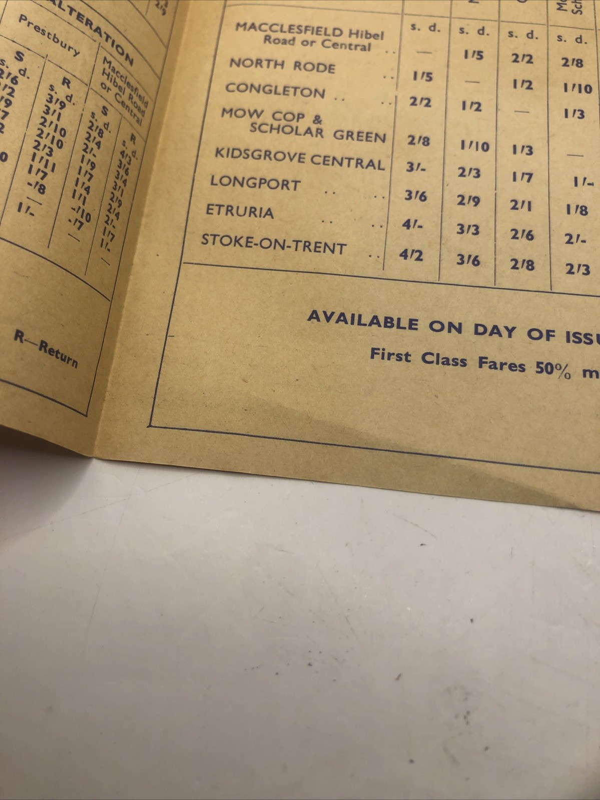 1960 British Railways Diesel Service Timetable Manchester , Picca , Macclesfield