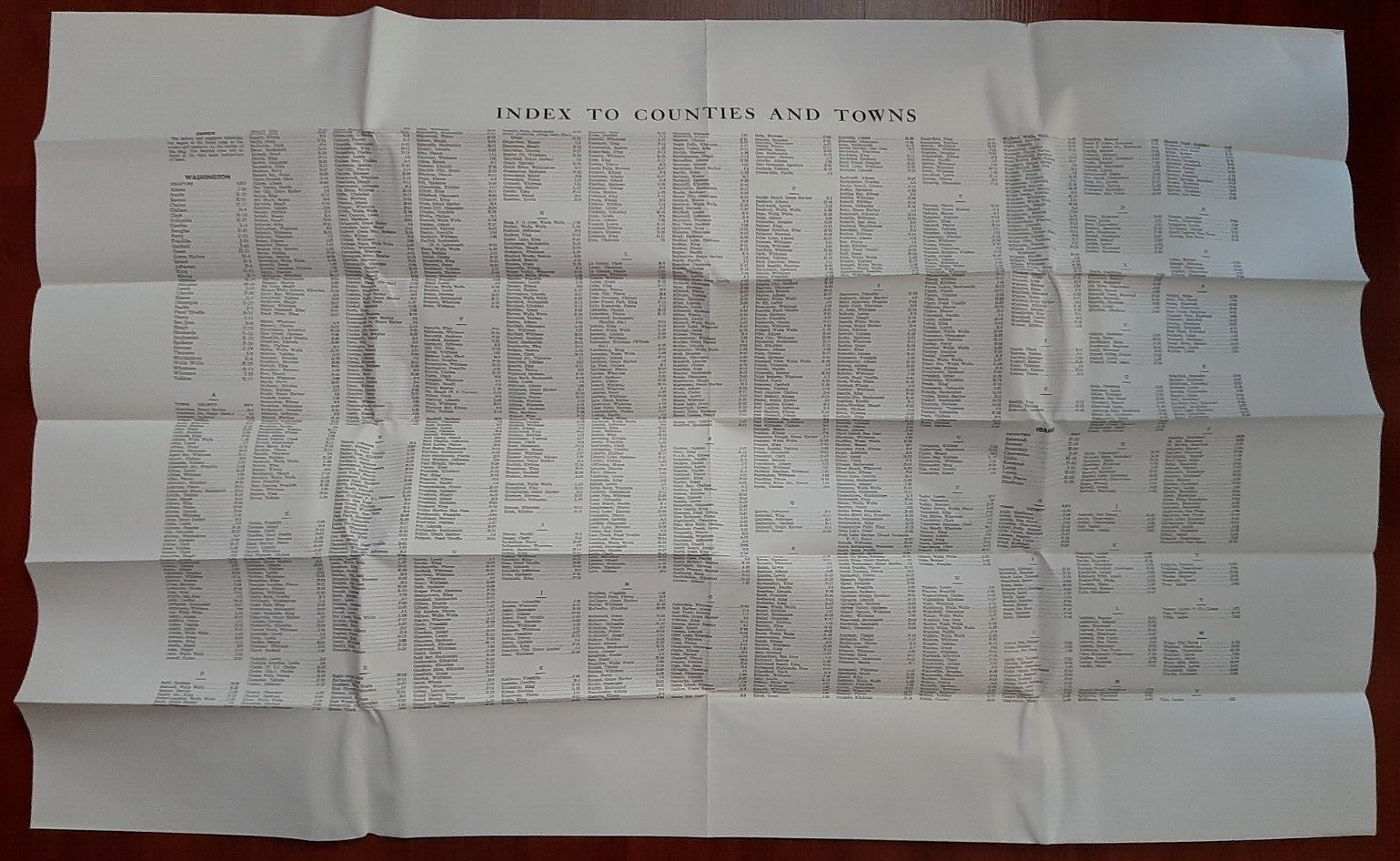 Vintage Great Northern Wash.-Idaho Railroad Map, 38″ x 24″, Original Envelope