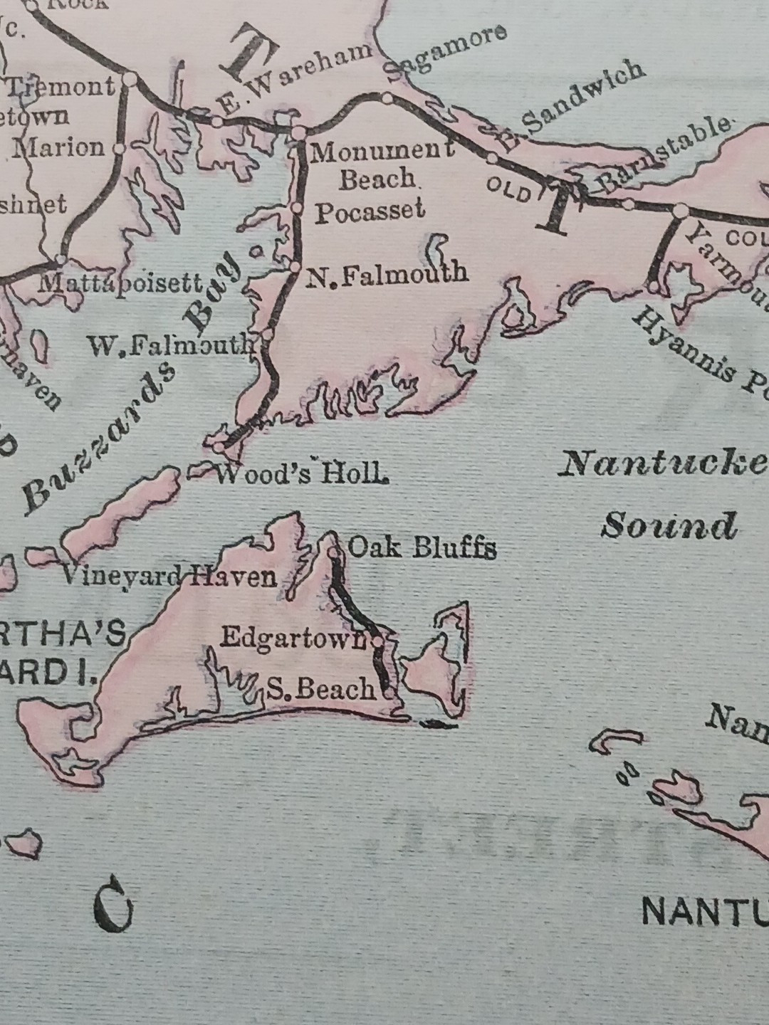 ~ 1897 Train Route Map MASSACHUSETTS Connecticut☆ all Railroad Lines Marked 9×11