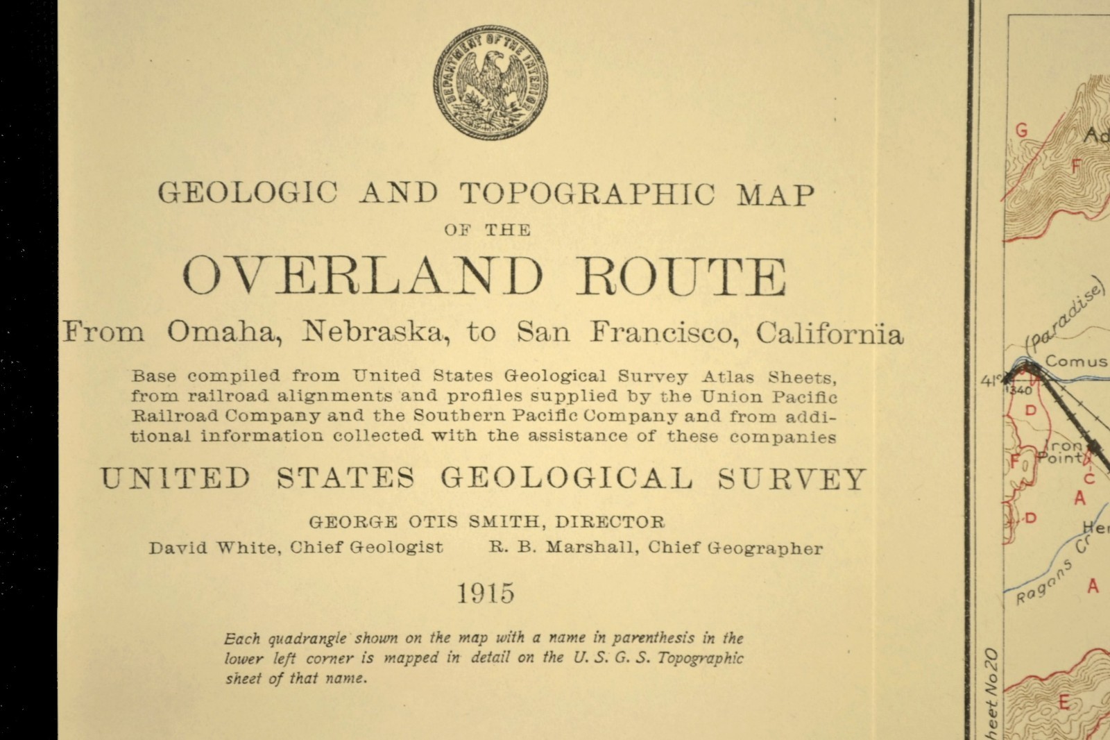 1915 Southern Pacific RR Map Beowawe Gate Nevada Hot Springs Crescent Valley