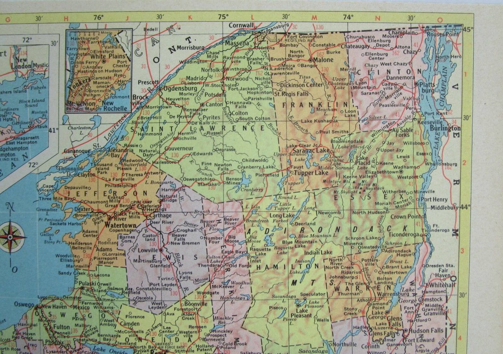 NC NY 1957 NORTH CAROLINA RAILROAD MAP BEUFORT MOREHEAD RR or NEW YORK 1950s