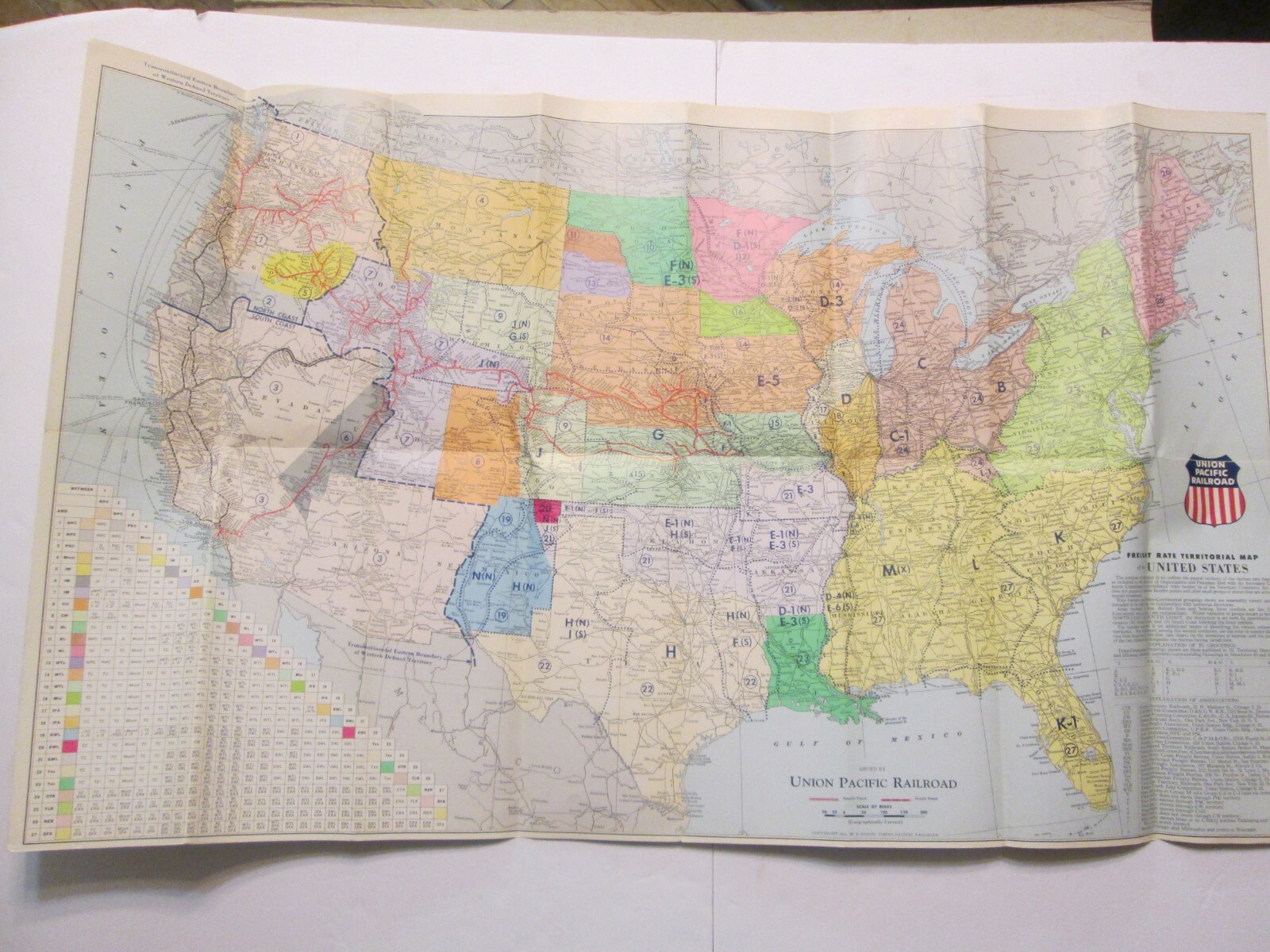 Union Pacific Railroad Territorial Map of the United States 1952