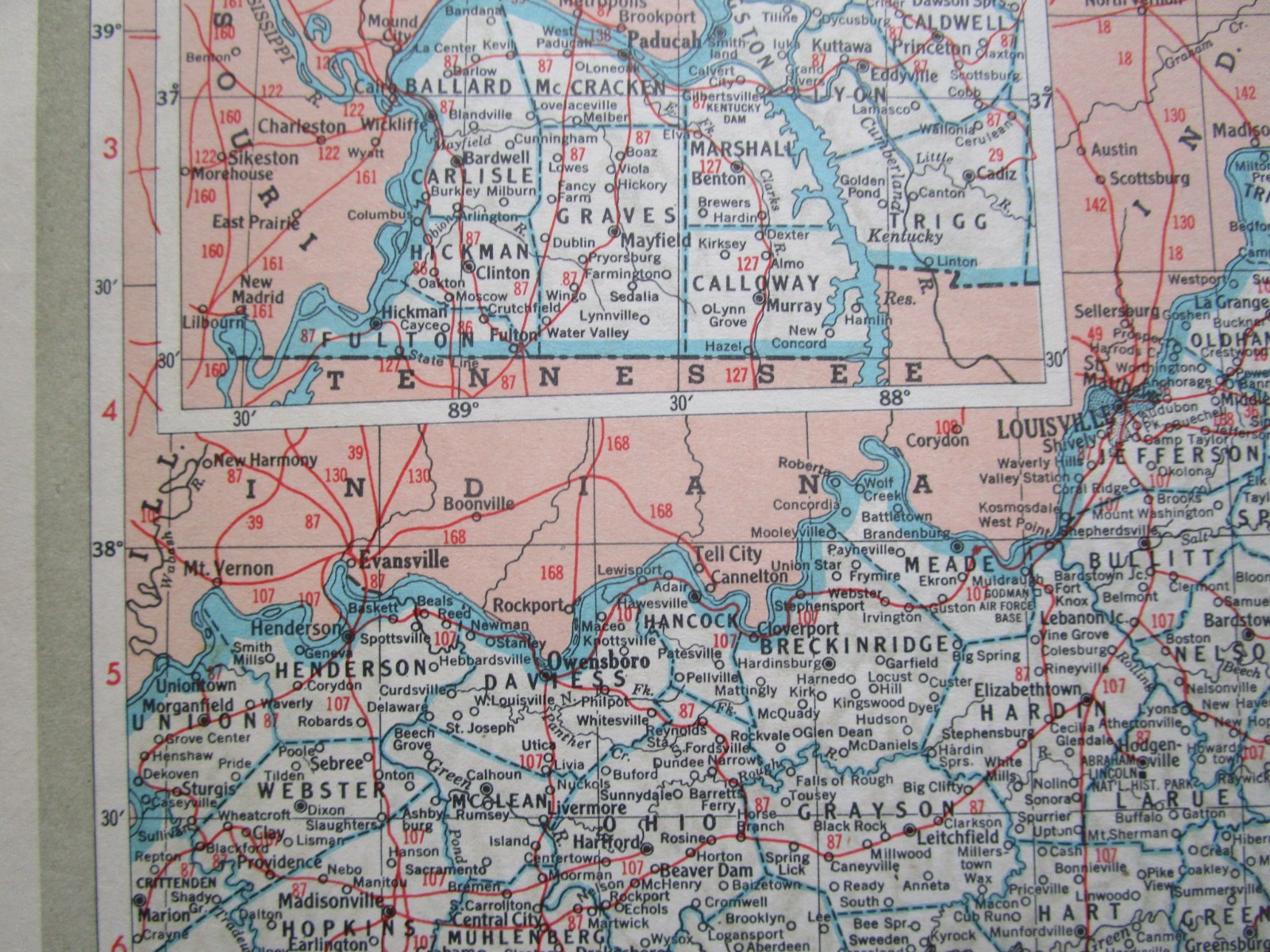 KS KY Vtg 1951 KANSAS RAILROAD Map KANSAS CITY SOUTHERN, CB&Q, ATSF or KENTUCKY