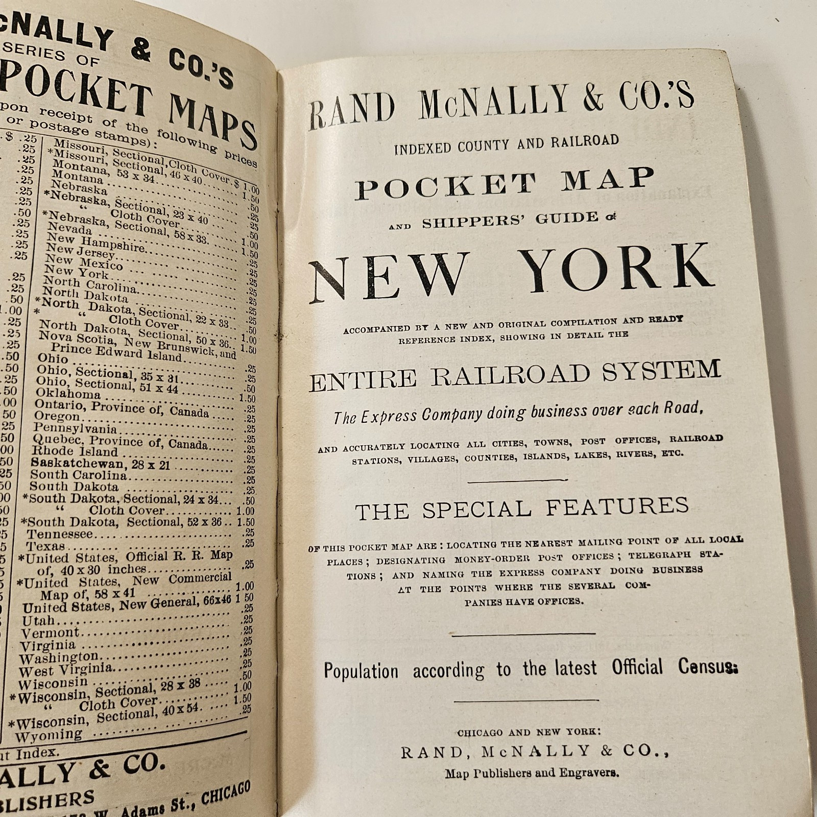 1911 Rand McNally Pocket Guide & Map Of NY & Entire Railroad System