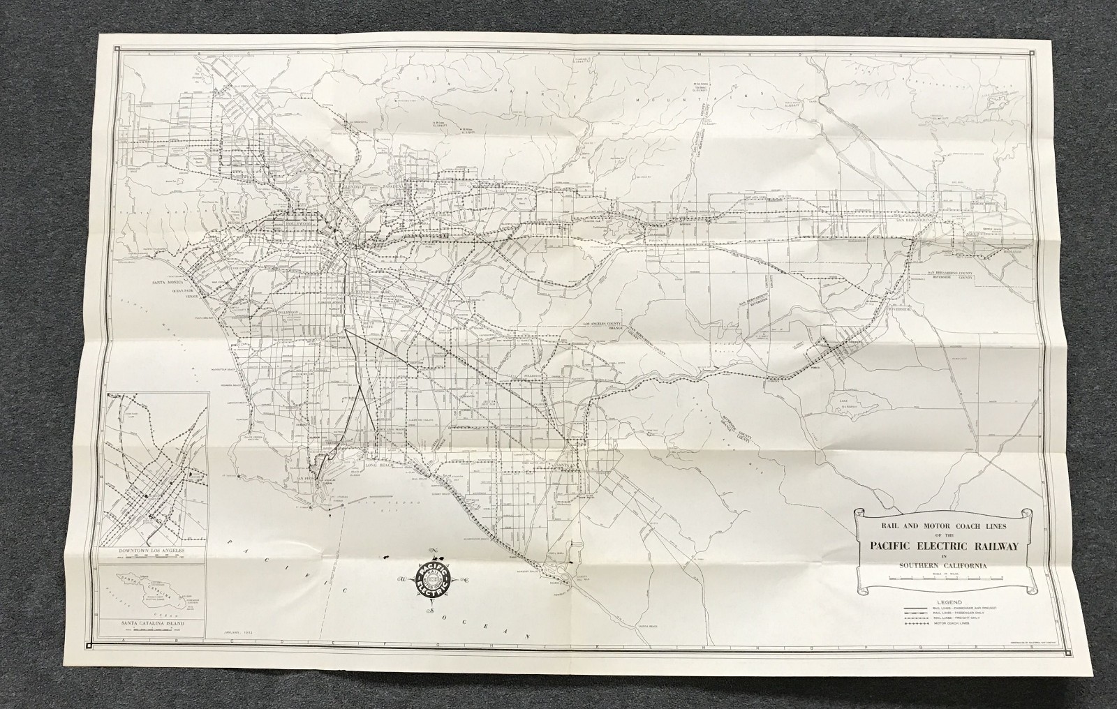 A Map Of Pacific Electric Lines In Southern California – 1952 – System Map