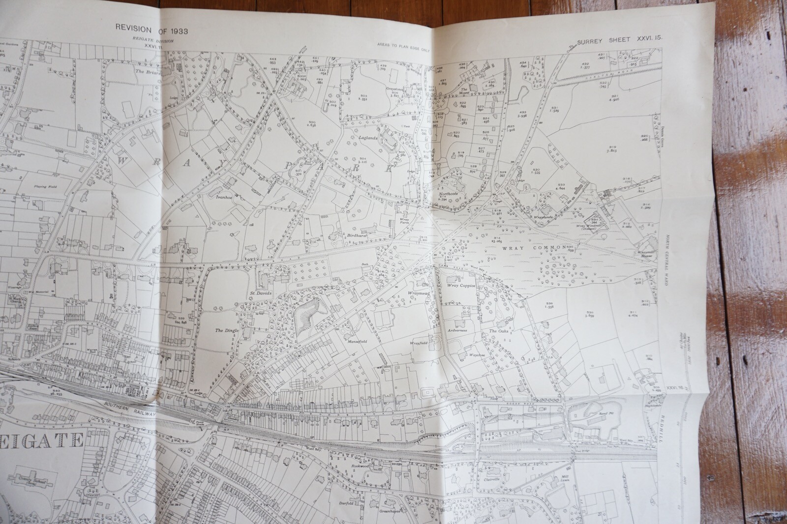 1933 Reigate Surrey Southern Railway OS Railway Map