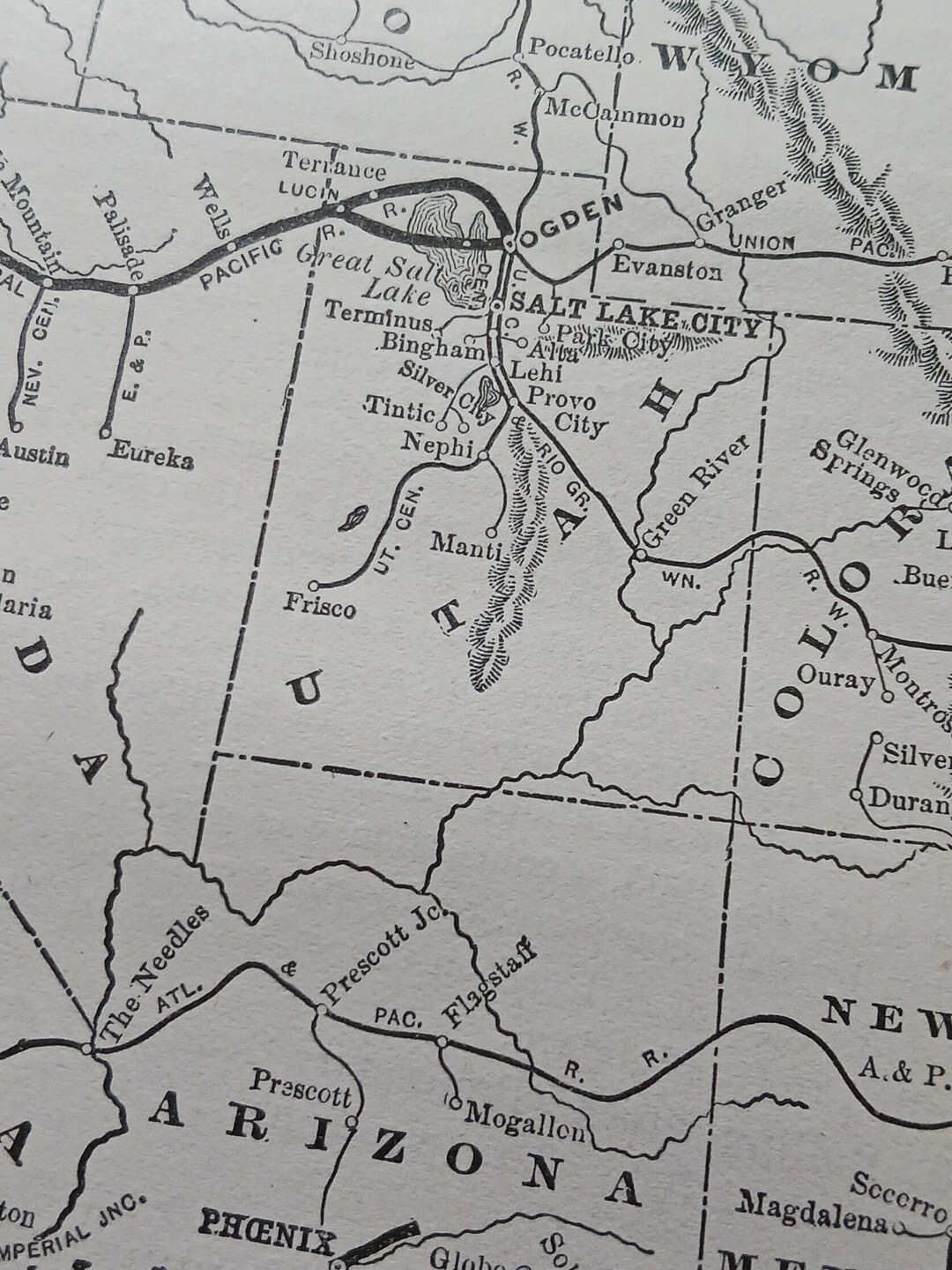 1906 Railroad Route Map SOUTHERN PACIFIC SYSTEM Utah California Nevada Arizona