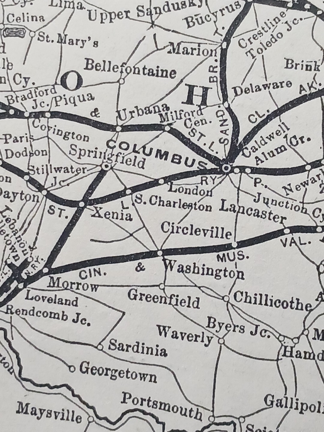 ~1904 Train Route Map PENNSYLVANIA RAILROAD LINES WEST OF PITTSBURGH Railway Map
