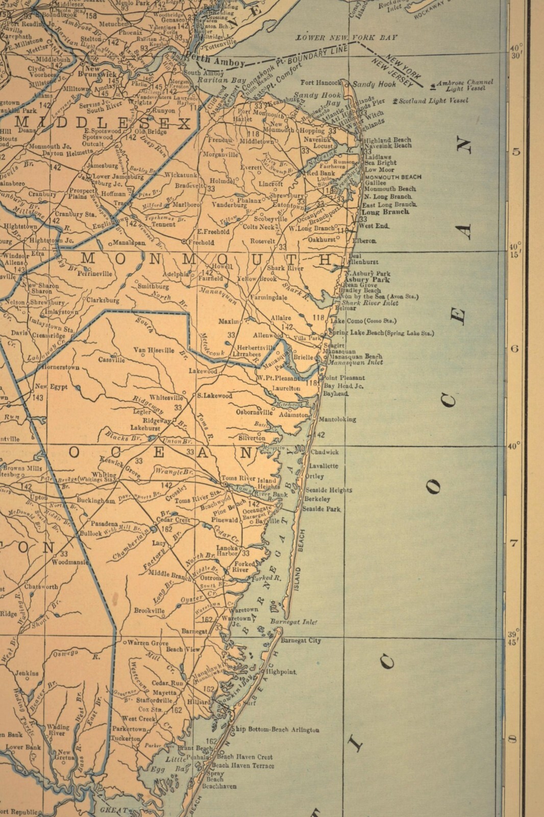 Vintage NEW JERSEY Railroad Map PRR LARGE Pennsylvania RR Original Atlas Antique
