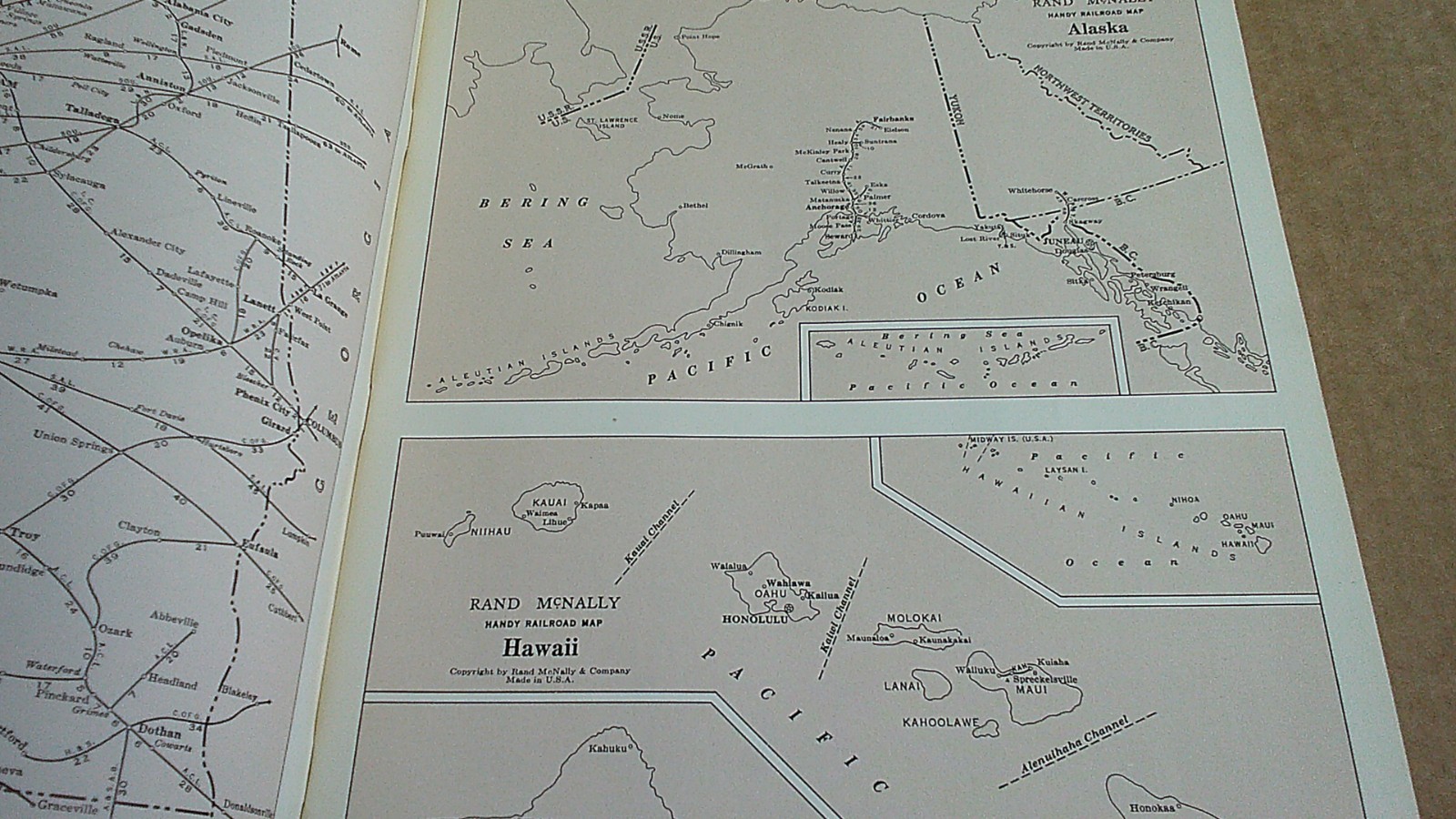 1965 USA Rand McNally Handy Railroad Atlas Map of the United States