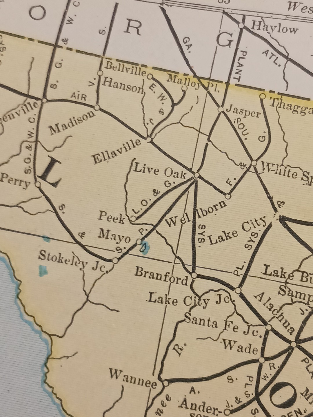 1905 ORIGINAL Train Route Map of FLORIDA state ALL Railroad Lines 11″x 9″