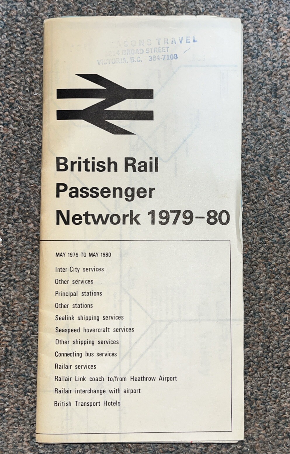 Map British Rail Passenger Network May 1979- May 1980 International Passenger
