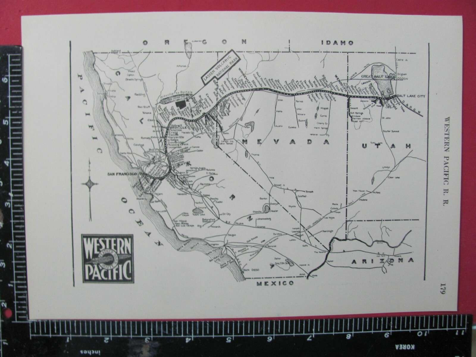 WESTERN PACIFIC RAILROAD 1925 SYSTEM MAP ROUTES CONNECTING RRs