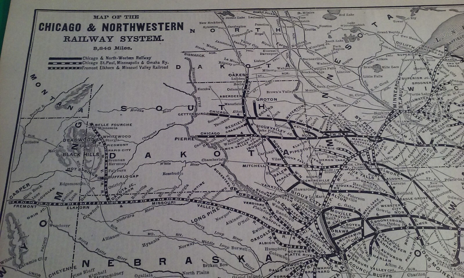 Rare 1903 Railroad Map of The CHICAGO & NORTHWESTERN Railway System & Routes