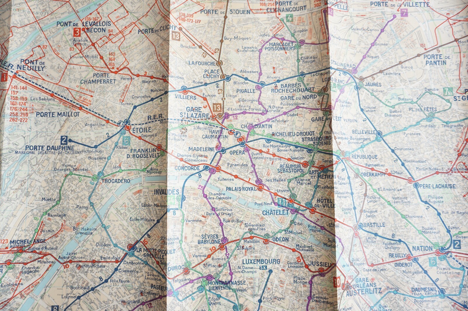 1968 France RATP Metro Underground Tube Map Railway Quad Poster