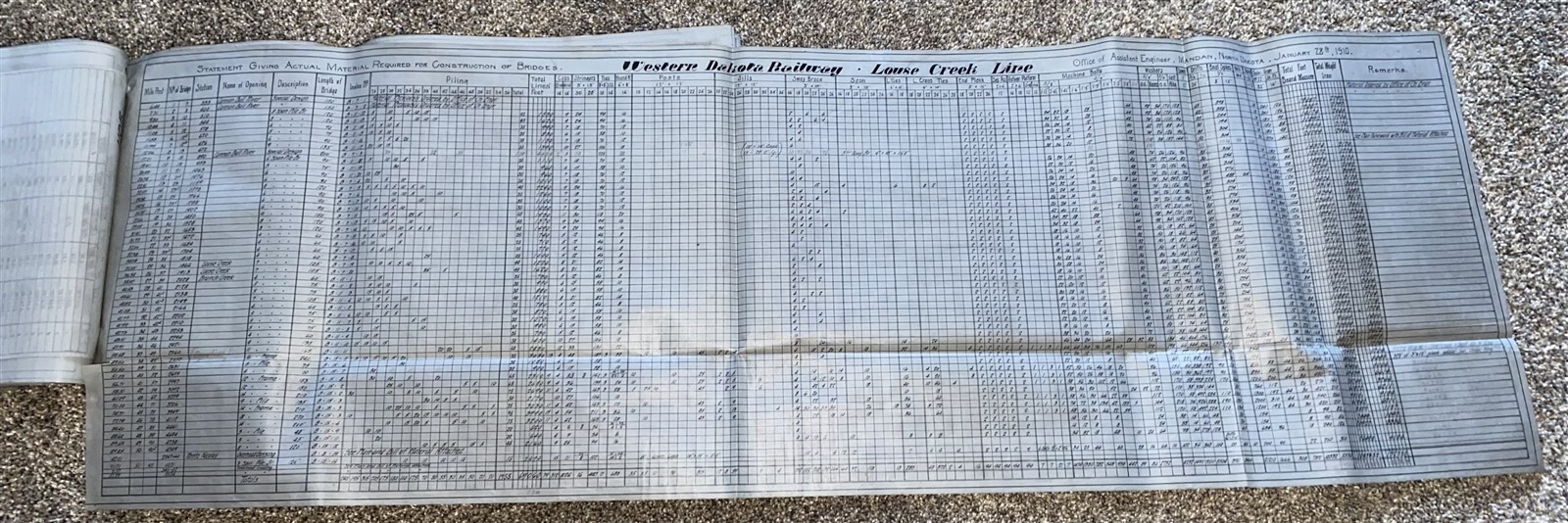 1910 Northern Pacific 48 Bridge spec sheets Western Dakota Ry Louse Creek Line