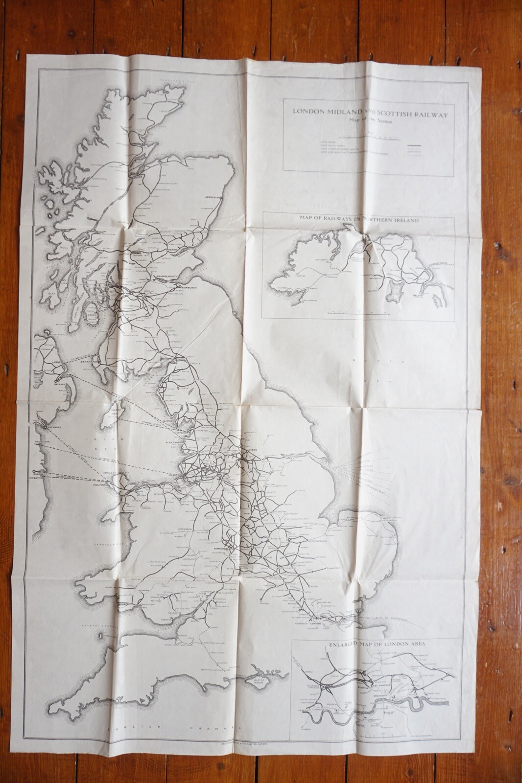 LMS London Midland Scottish Railway Map of England & Wales