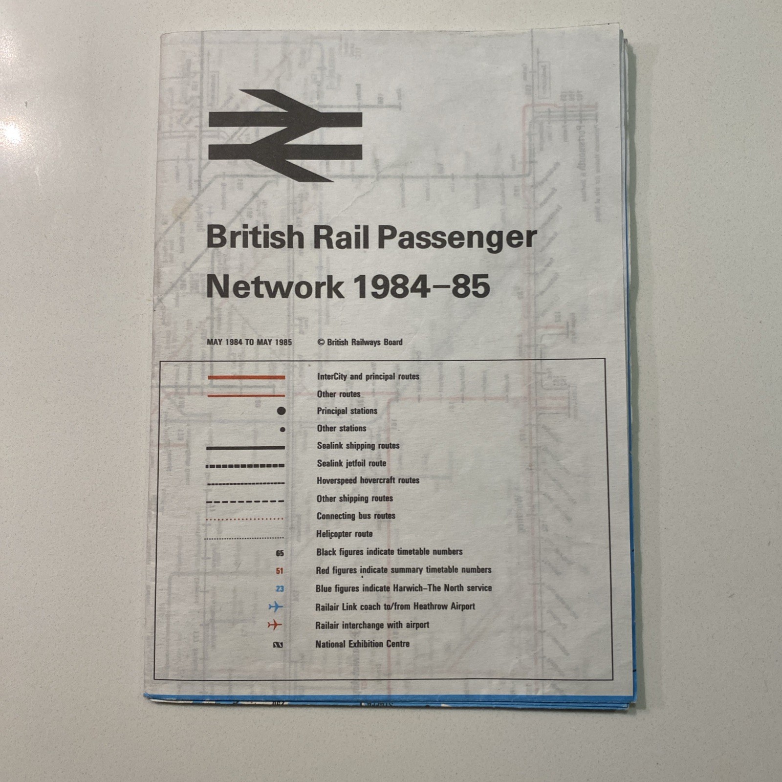 British Rail Passenger Network MAP 1984-85 – VG Cond