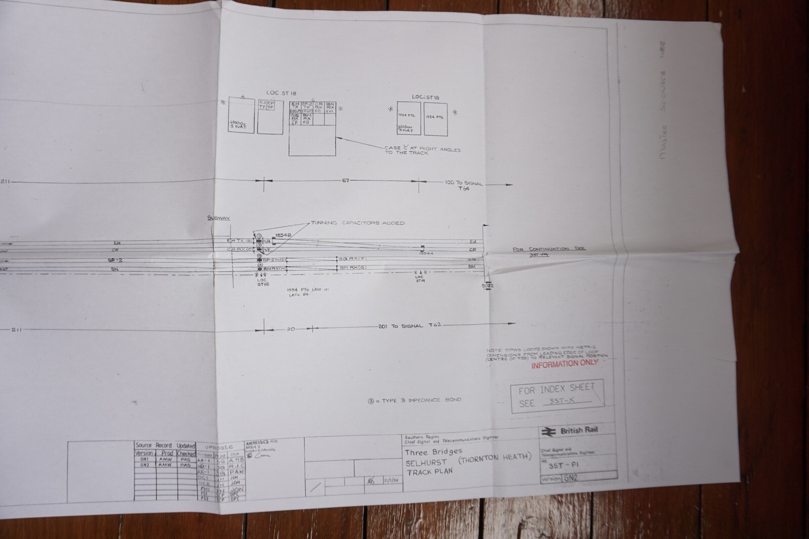 1984 Three Bridges Selhurst British Rail Railway Track Plan Map Southern Region