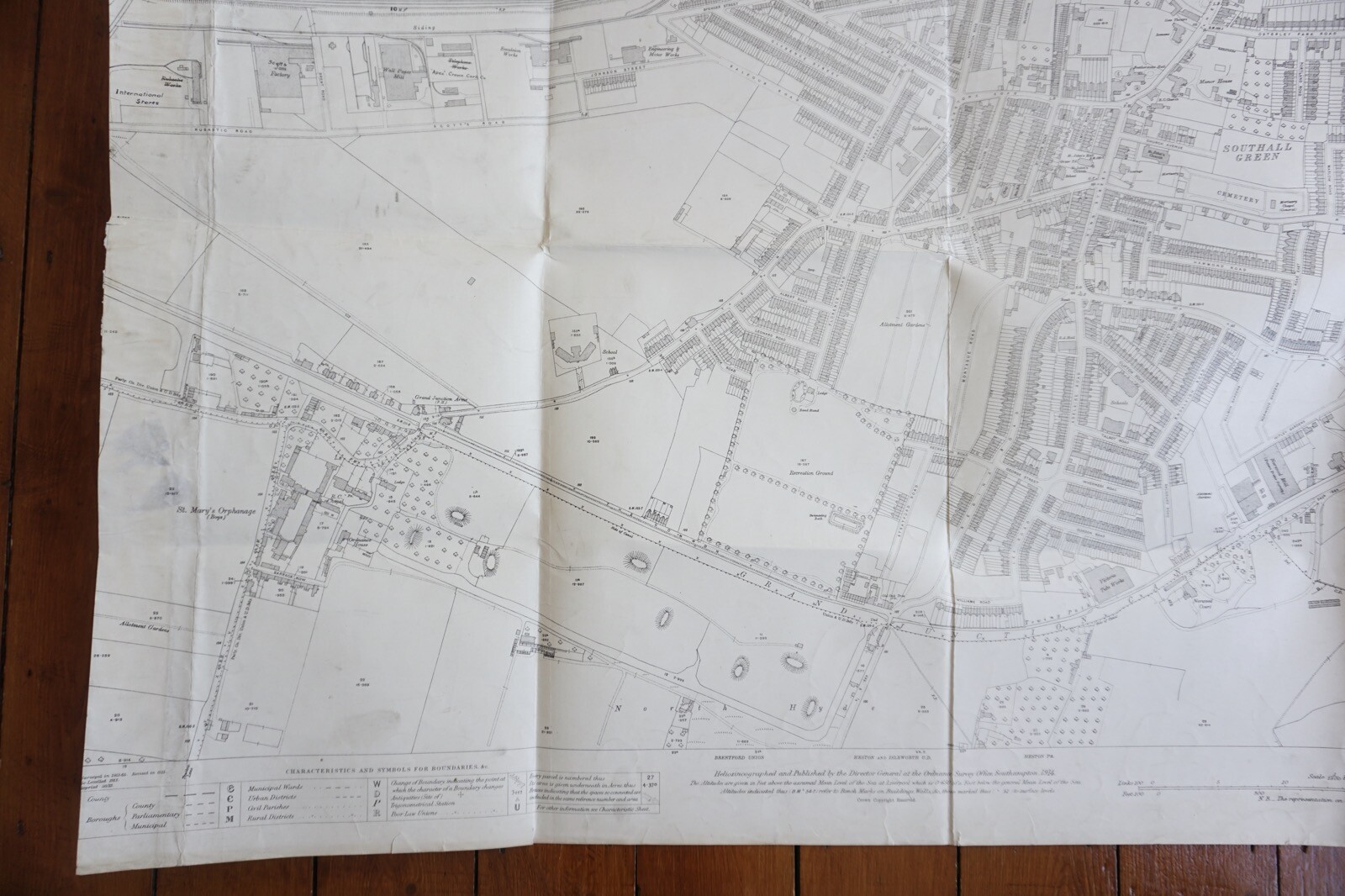 1913 Southall Middlesex GWR Railway OS Railway Map