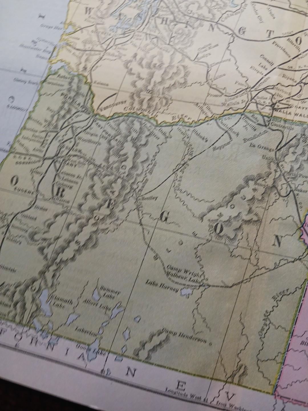 ~ 1897 Train Route Map IDAHO Washington OREGON all Railroad Lines Stations 9×11″
