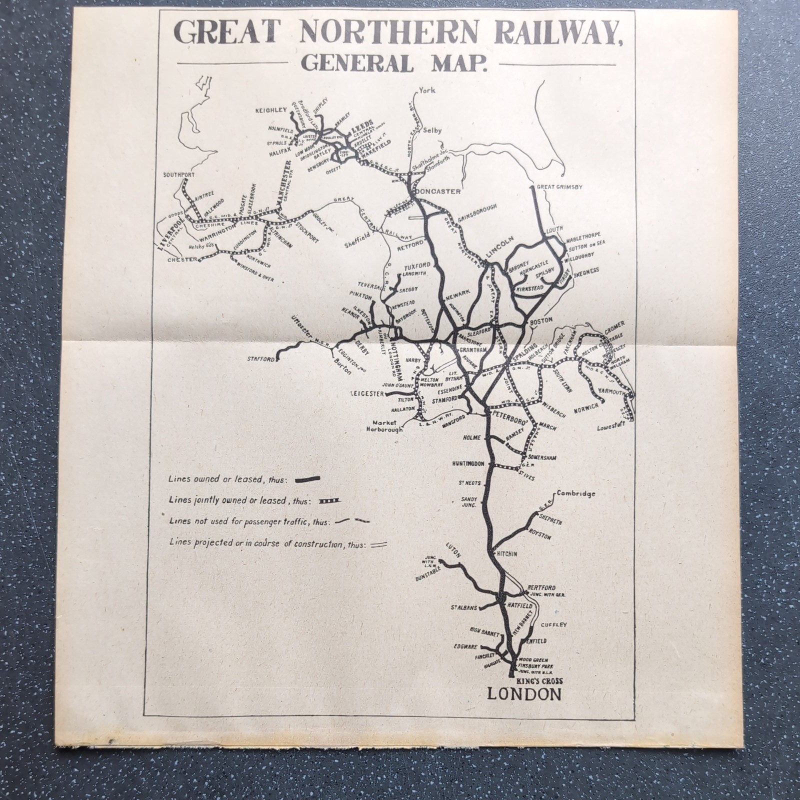 Original 1917 Railway map of Great Northern Railway General Map