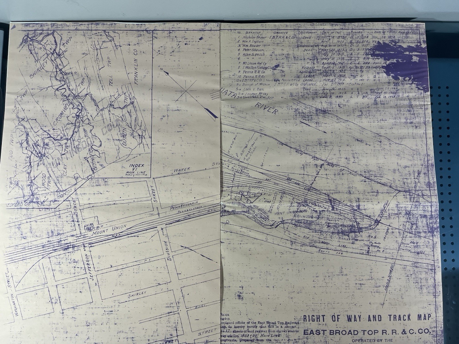 EBT East Broad Top Railroad Mt Union Yard Track Sheet 24″ x 56″ Dated 1917