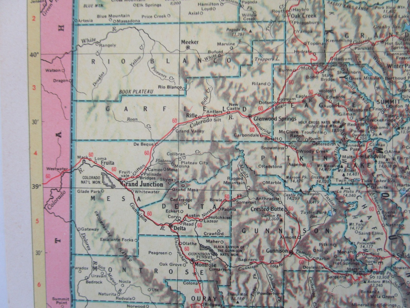 CO CT 1952 COLORADO TOPO RAILROAD Map SAN LUIS VALLEY CENTRAL RR or CONNECTICUT
