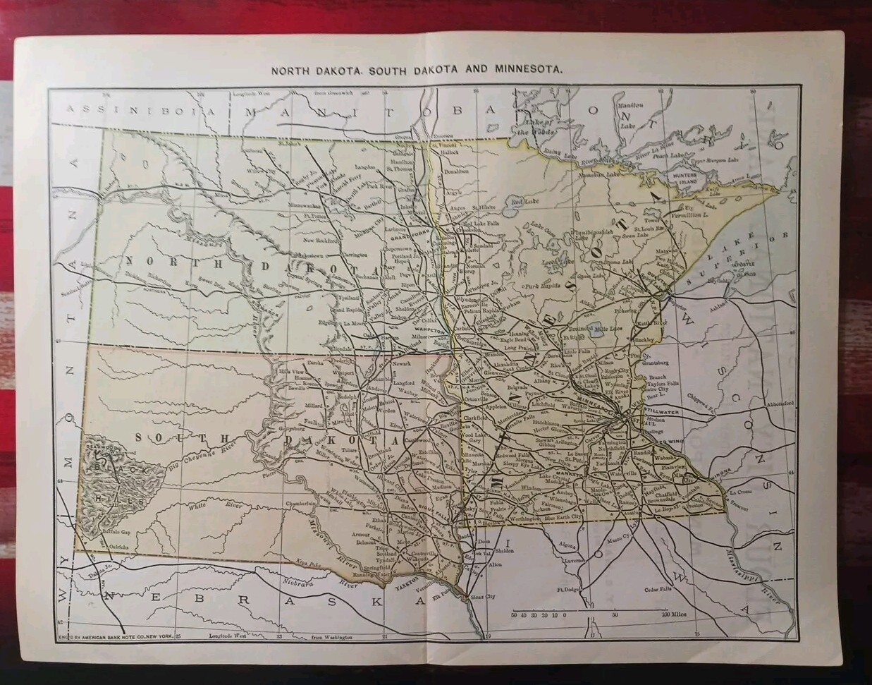 1890 Antique Railway Map Minnesota Dakota ALL Railroad Lines Train Depots 9″x11″