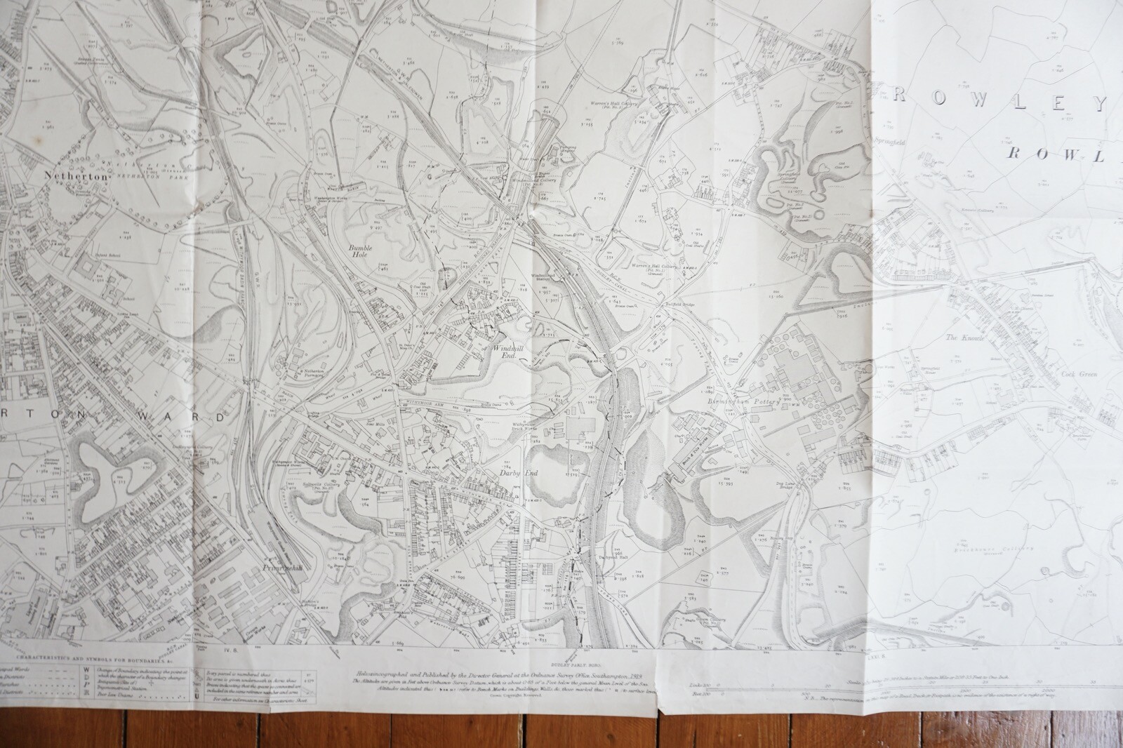 1919 Windmill End Rowley GWR Great Western Railway OS Railway Map