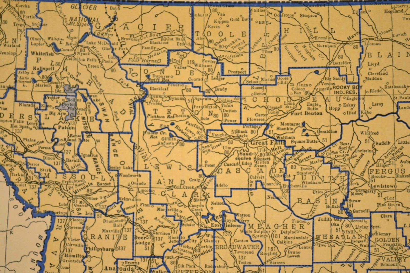 ca1938 MONTANA Railroad Map Depot Towns CMSP&P RR Historic Original Atlas Map