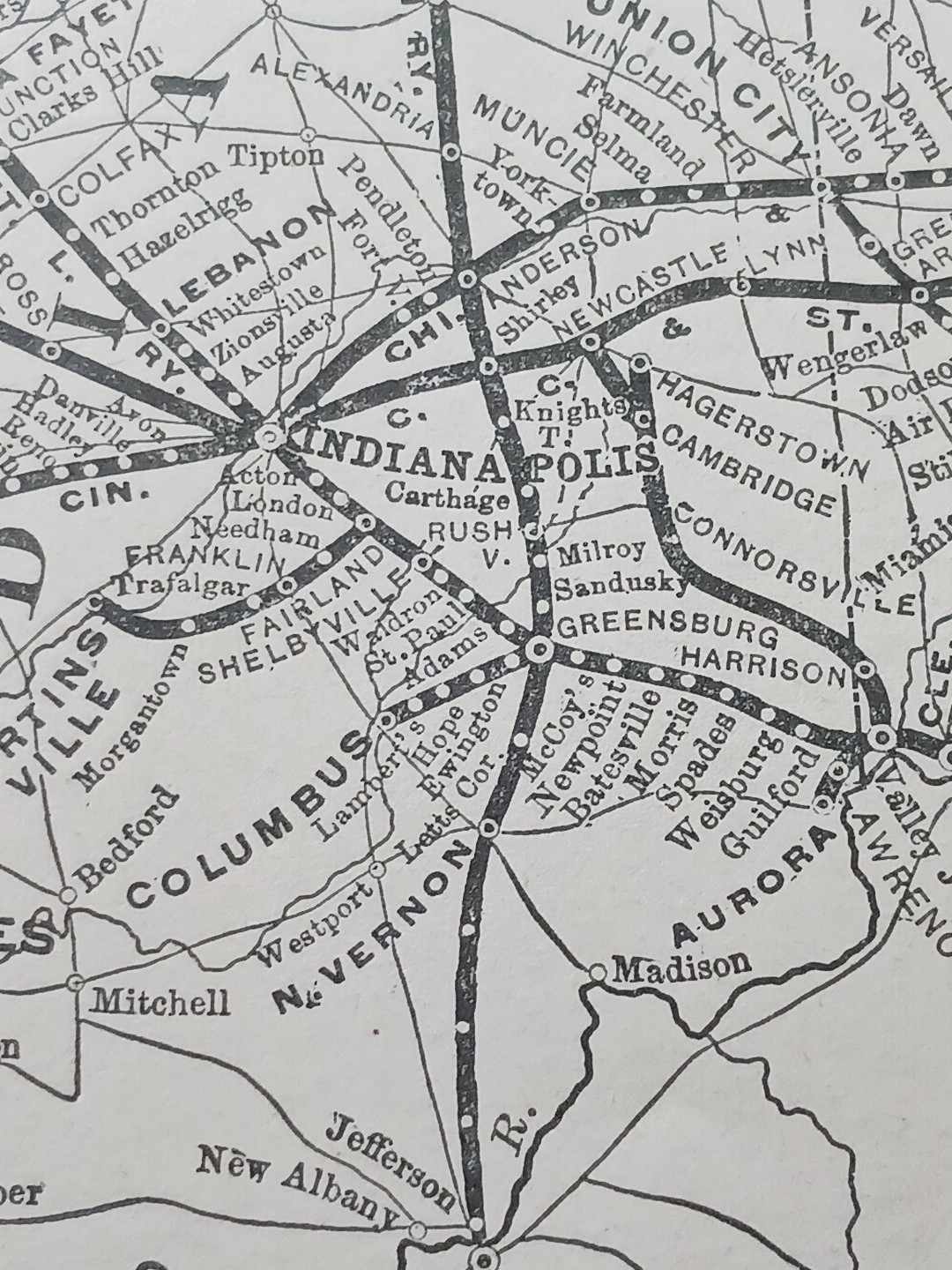 1897 Railroad Map CLEVELAND CINCINNATI CHICAGO & ST LOUIS RAILWAY Big Four Route