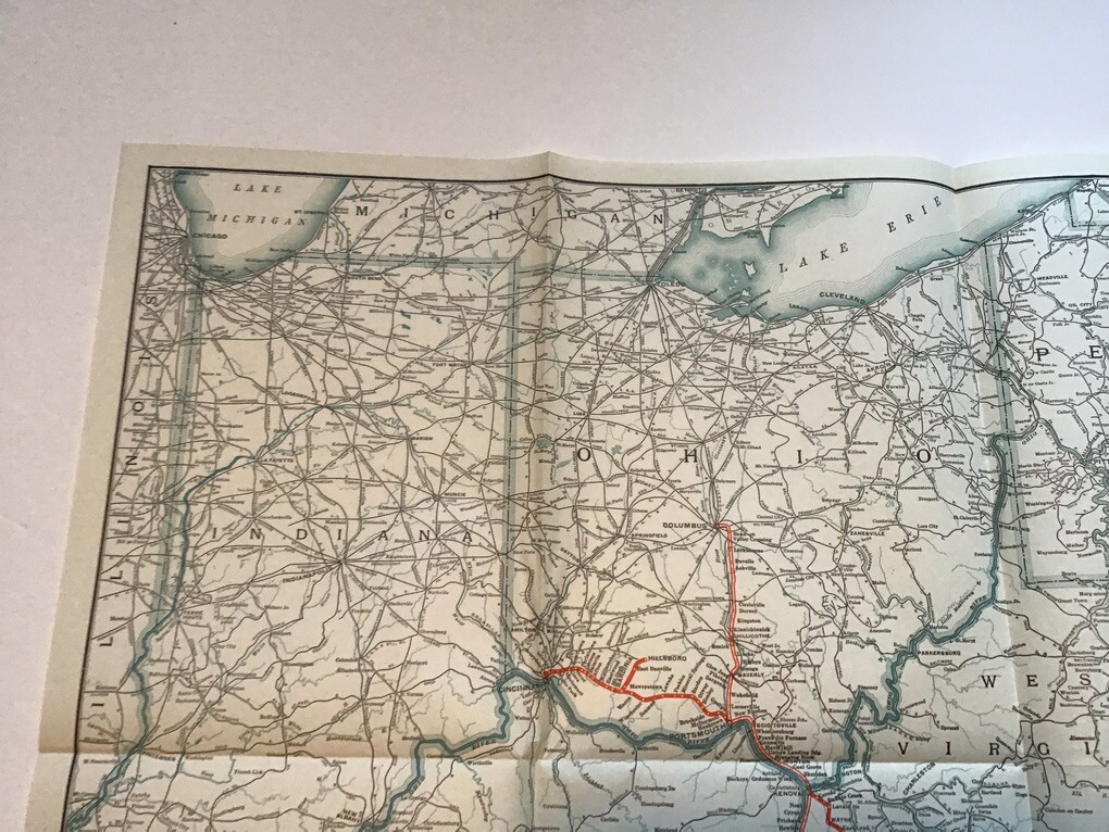vintage railroad map: 22×32″ NORFOLK & WESTERN Railway 1944