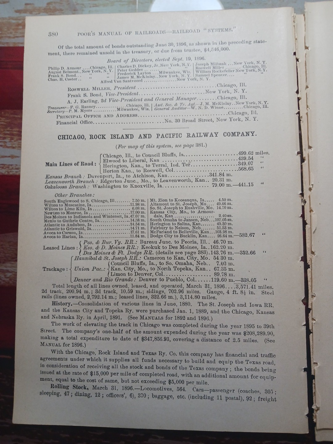 1897 Train Route Map + Report CHICAGO ROCK ISLAND & PACIFIC RAILWAY Indian Ter.