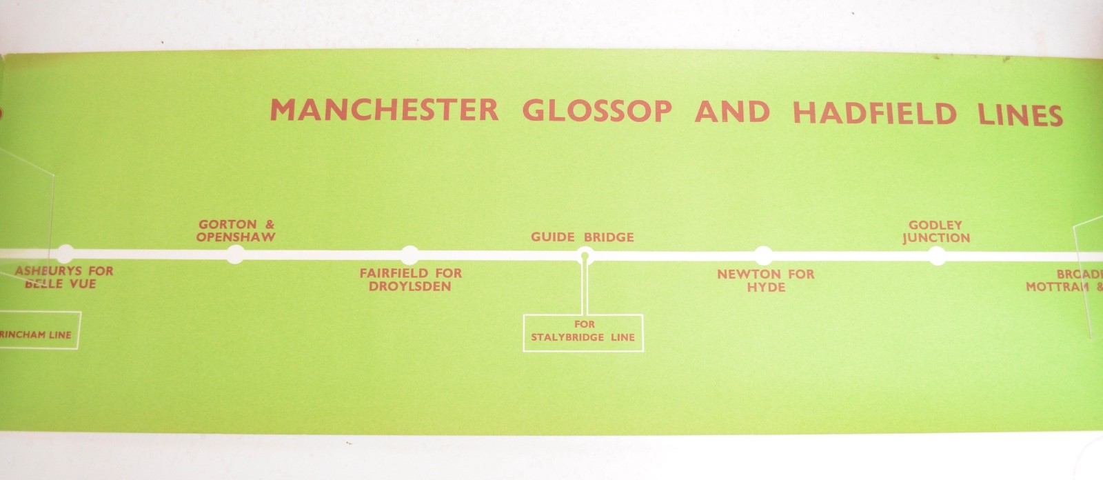 British Railways (LM) Carriage Map Machester Glossop & Hadfield 1940s