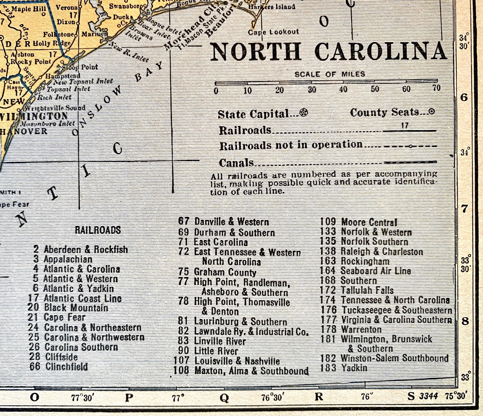 NORTH CAROLINA & NEW YORK c 1935 County & Railroad Maps. Hammond & Co. 9×12″