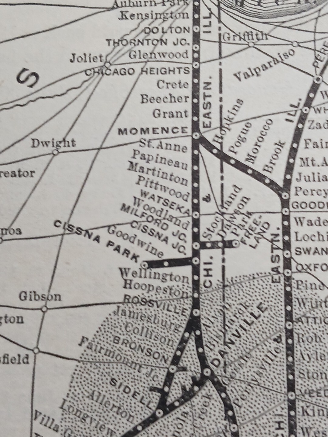1902 Train Route Map CHICAGO & EASTERN ILLINOIS RAILROAD Coal Territory Indiana