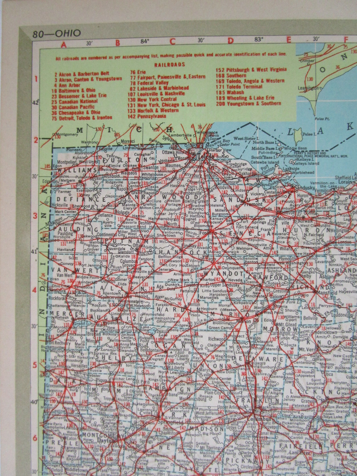 ND OH 1951 NORTH DAKOTA RAILROAD MAP. SOO, C&NW, GN or OHIO 1950s C&O, NKP, W&LE