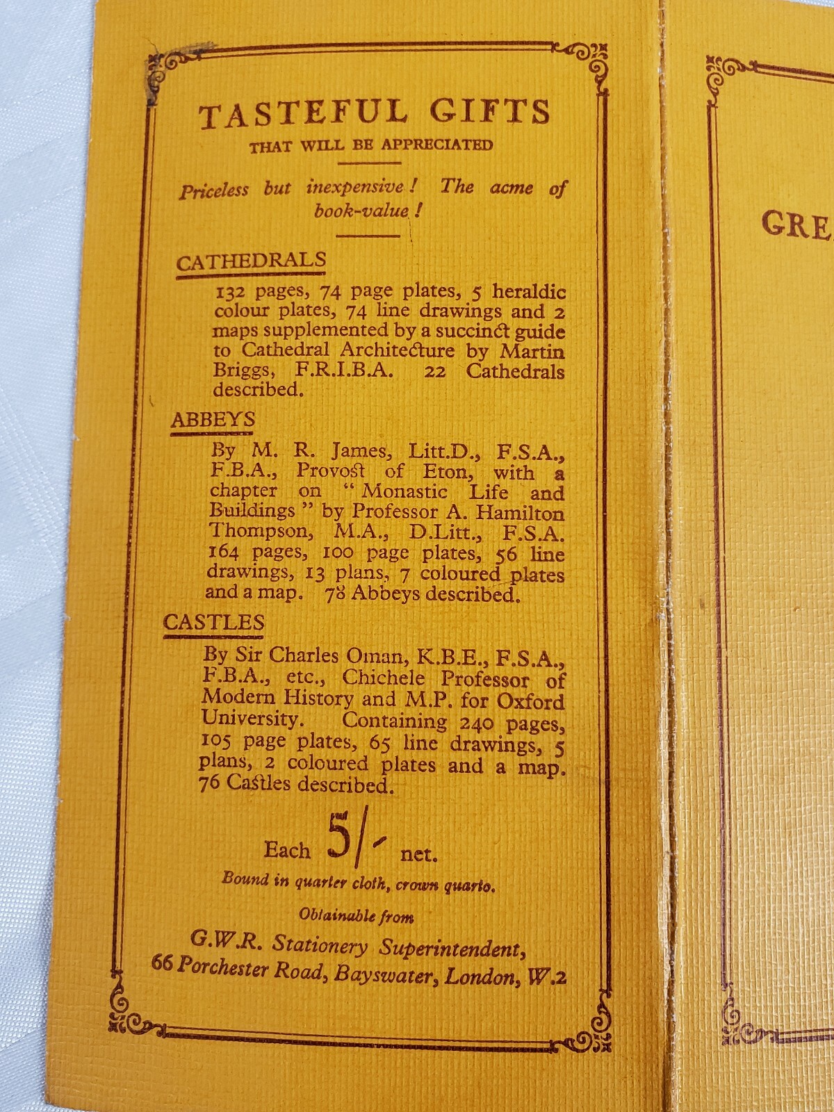 MAP OF THE GREAT WESTERN RAILWAY VINTAGE RAILROAD REFERENCE BOOKLET TRAIN ROUTE