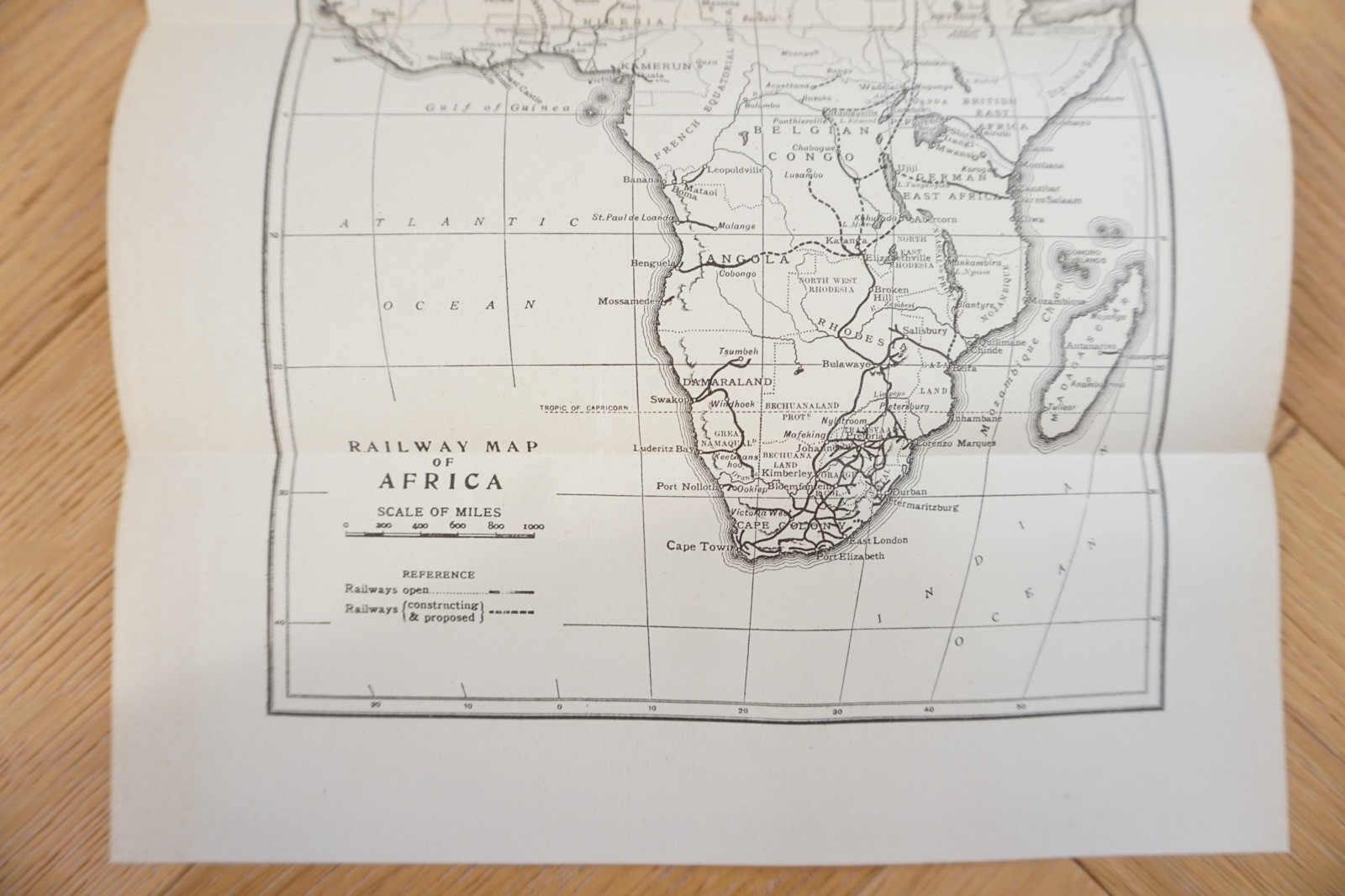 1922 Africa Railway Original Railway Map