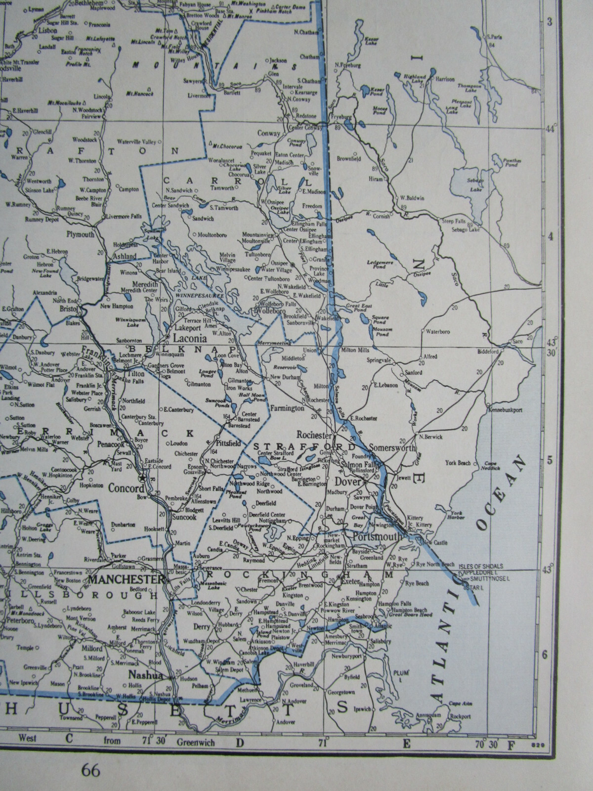 NV NH 1933 NEVADA RAILROAD Map TONAPAH & TIDEWATER RR ~or~ NEW HAMPSHIRE