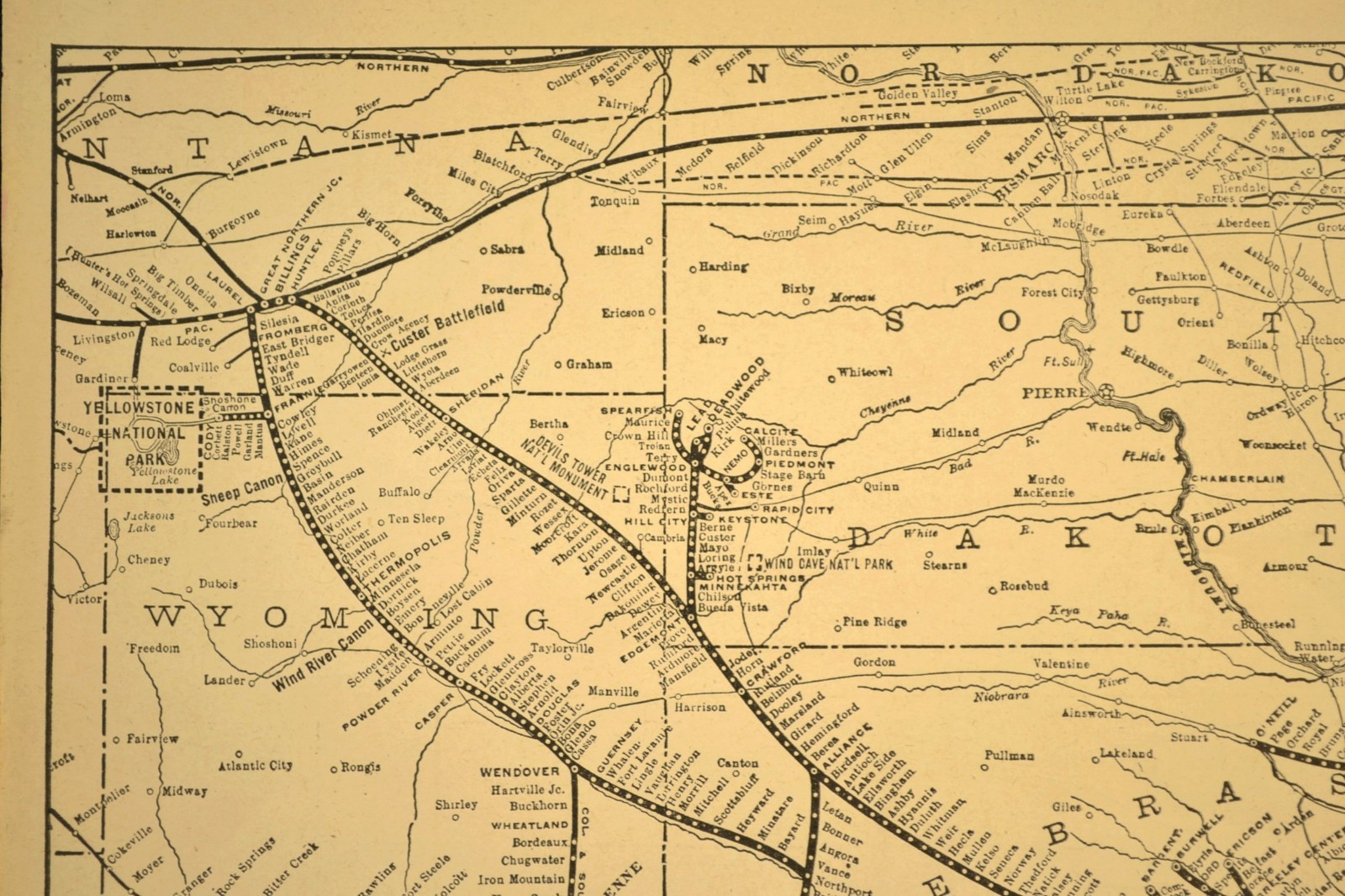 CHICAGO BURLINGTON and QUINCY Railway Map Vintage Railroad CB&Q RR ca 1925