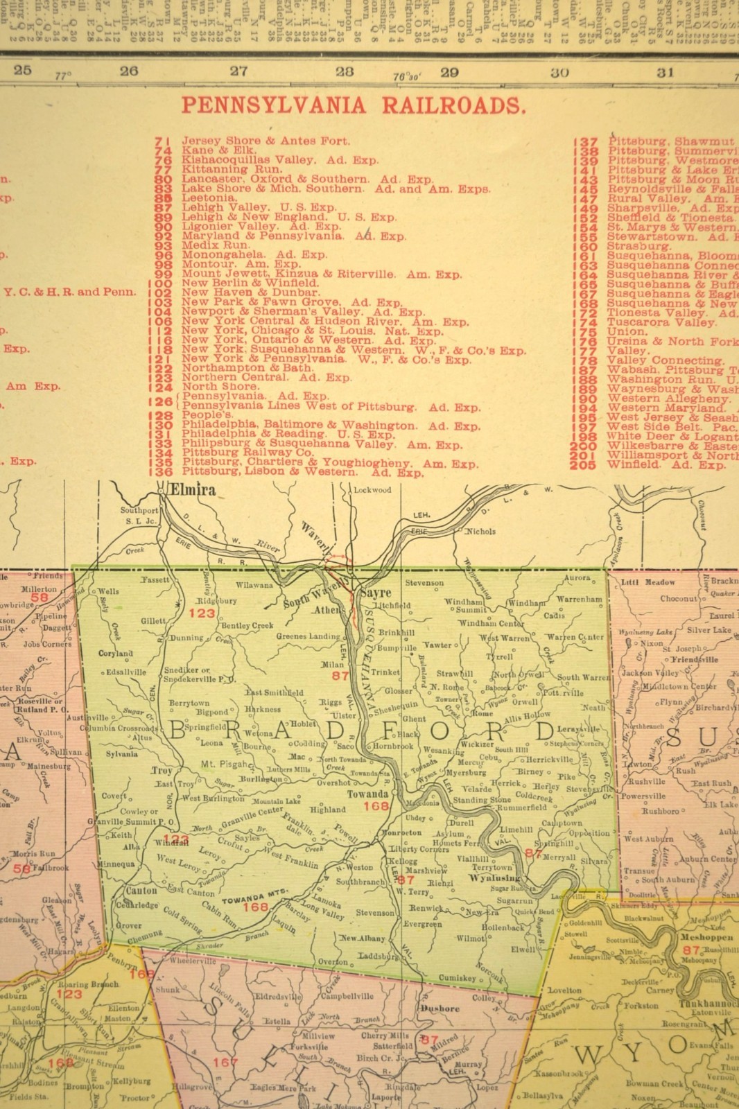 1911 Eastern Pennsylvania Railroad Map ORIGINAL Atlas Map Reading RR PRR DATED