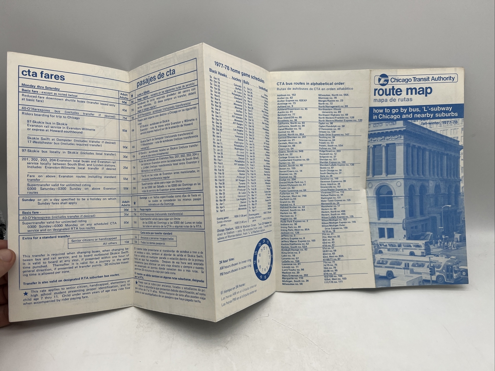 1977-78 Fall-Winter CHICAGO TRANSIT AUTHORITY CTA ROUTE MAP Train L Subway Bus