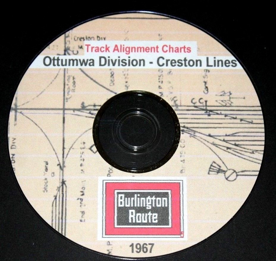 CB & Q RR Burlington Route 1967 Creston Lines Track Chart PDF Pages on DVD