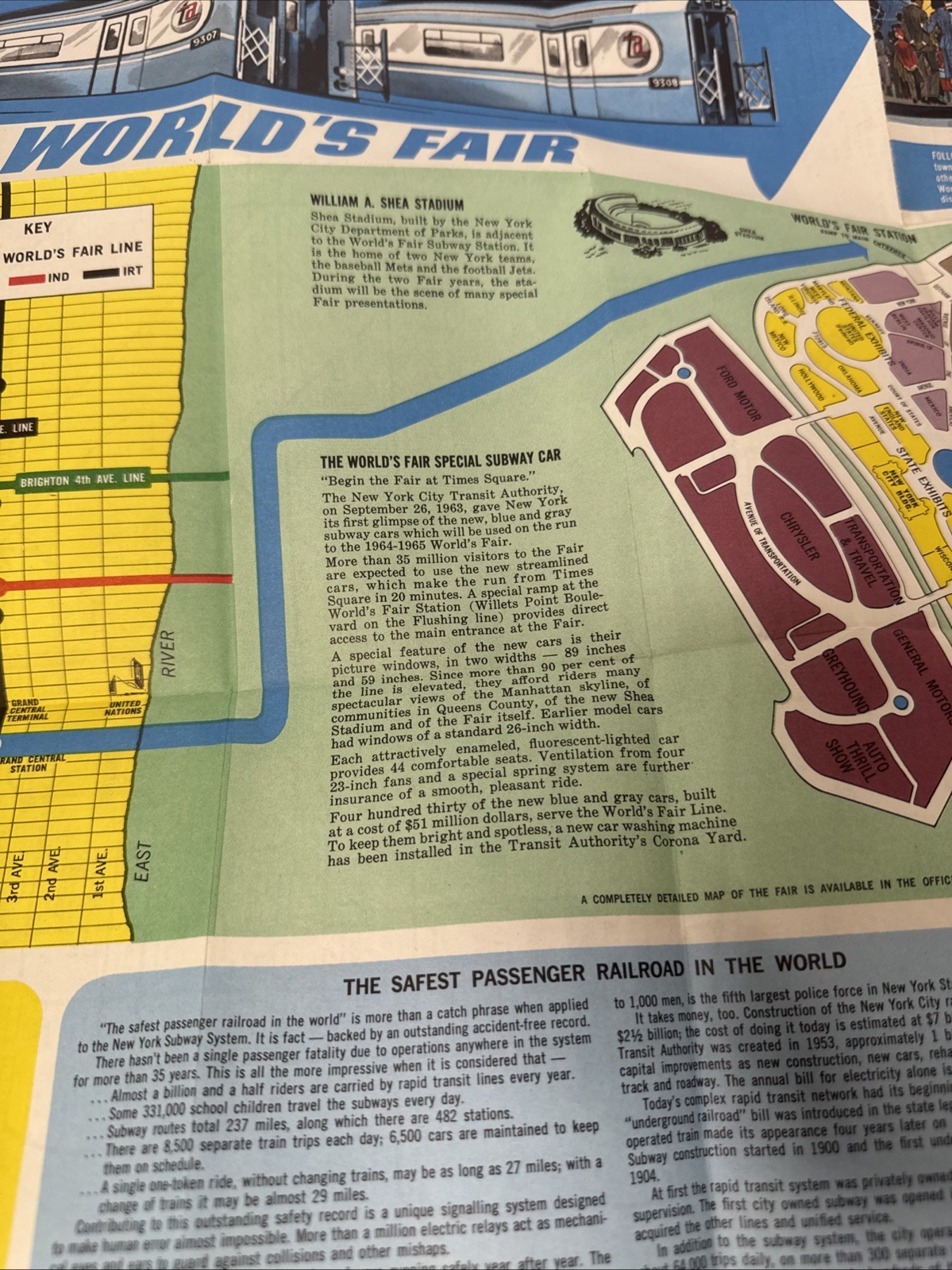 1964 NY Worlds Fair Subway Map New York City Transit Authority Vintage Original